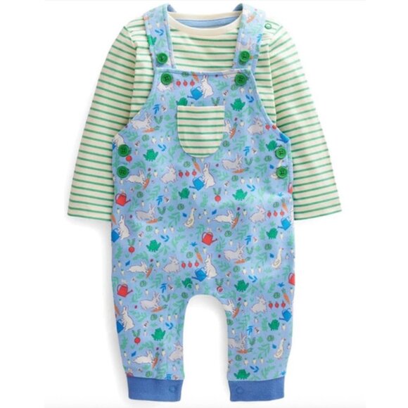 Mini Boden Other - Mini Boden Garden Print Baby Overalls Dungarees Blue Green 6–9M
